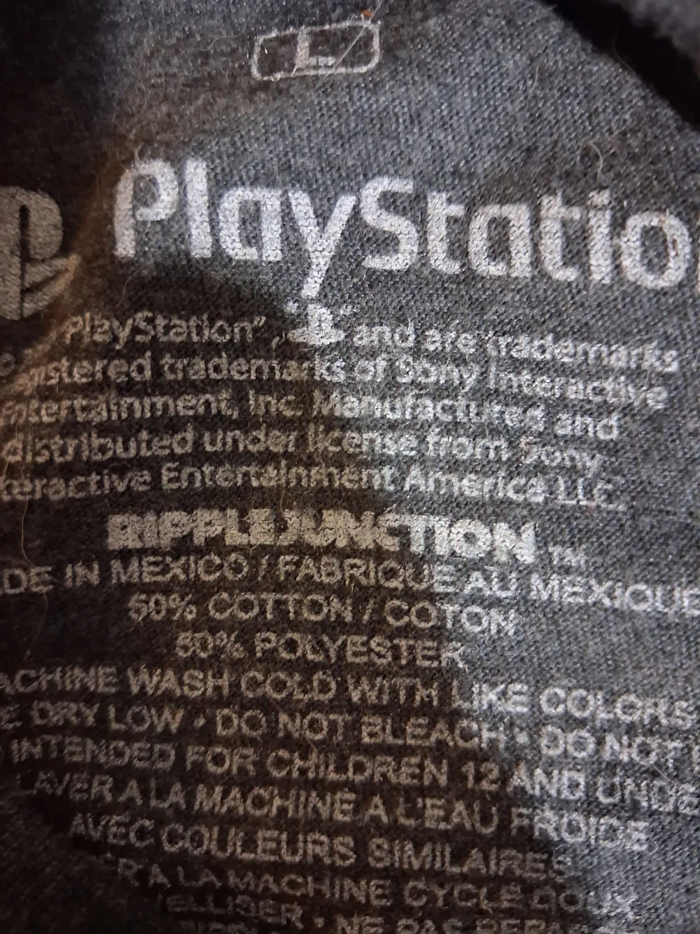 Sony PlayStation Graphic Tee in Dark Gray with Red, Yellow & Blue Logo